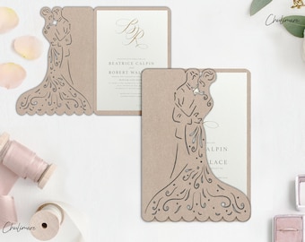 Laser Cut Hochzeitseinladung - Braut und Bräutigam SVG, AI (Digitaler Download)