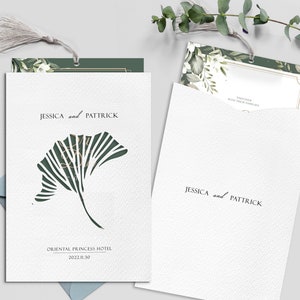 5x7 Pocket invitation minimal Tropical Ginko ,birthday card ,wedding invitation template laser cut Card Template svg, eps, dxf wedding cards
