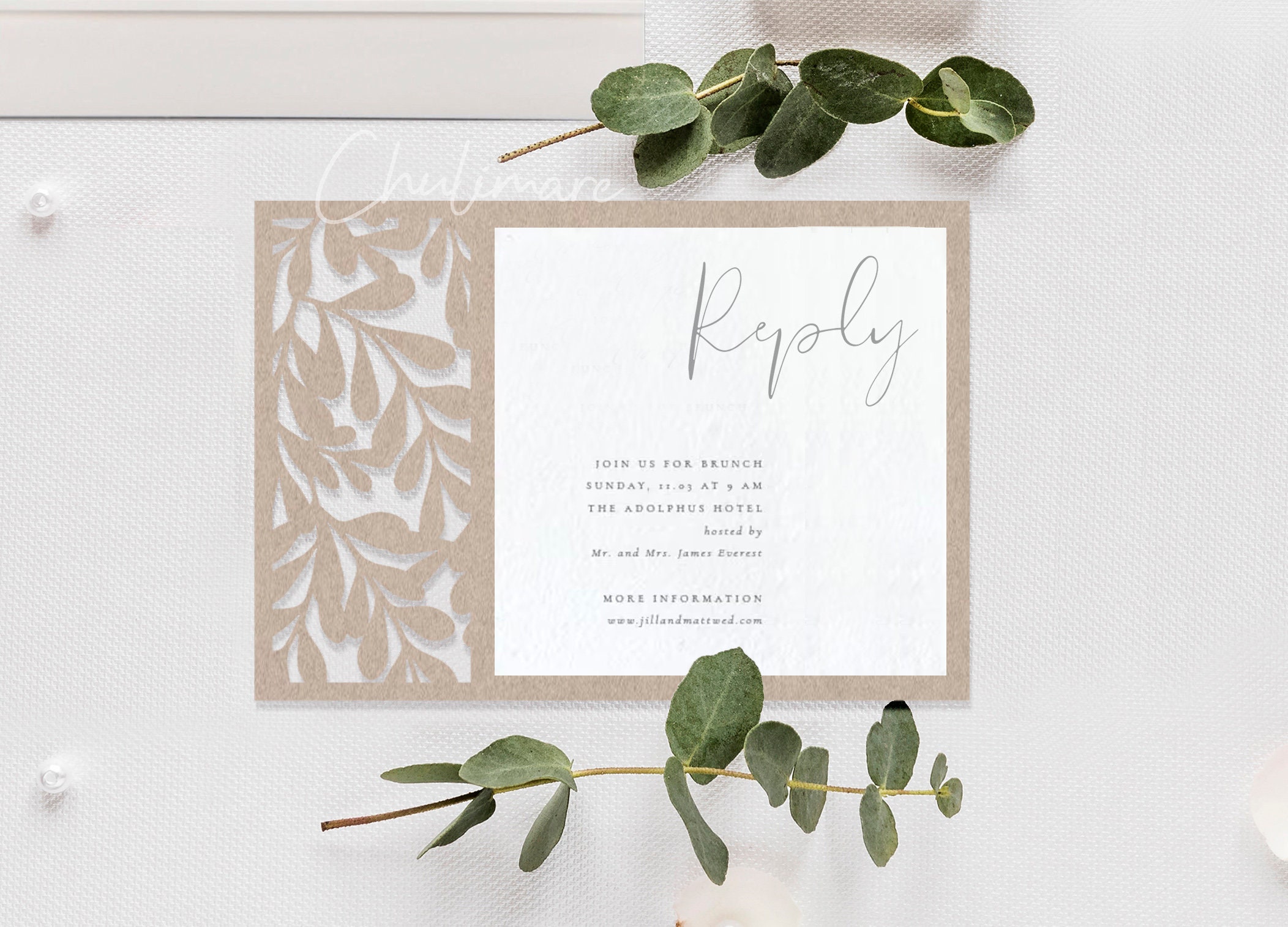 Arc Deco Leaves Gate-fold Wedding Invitation Laser Cut Template (SVG ...