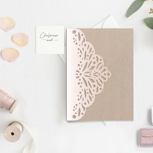 5x7 Crown LaceTri-Fold Cricut Wedding Invitation template, wedding envelope laser cut Card Template ,Silhouette Cameo, Cricut svg