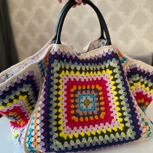 Oma Tasche-hand gemachte Vintage Tasche-Bunte Tasche-Oma Tasche-Weekender Tasche-Strand-Tasche-Vintage Tasche