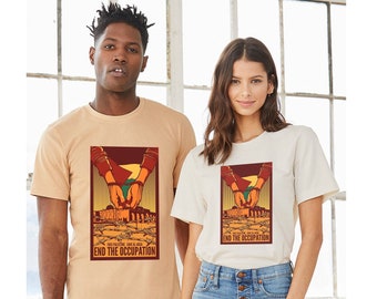 Gratis Palestina-T-shirt, uniseks T-shirt End The Occupation-afbeelding