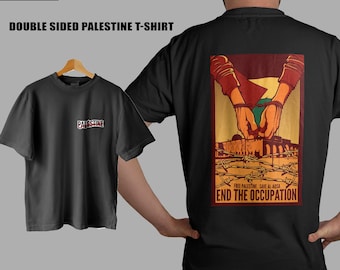 Dubbelzijdig Palestina-T-shirt, levendige kleuren, uniseks