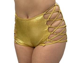 Gold Strappy Booty Short - S - OOAK(2)