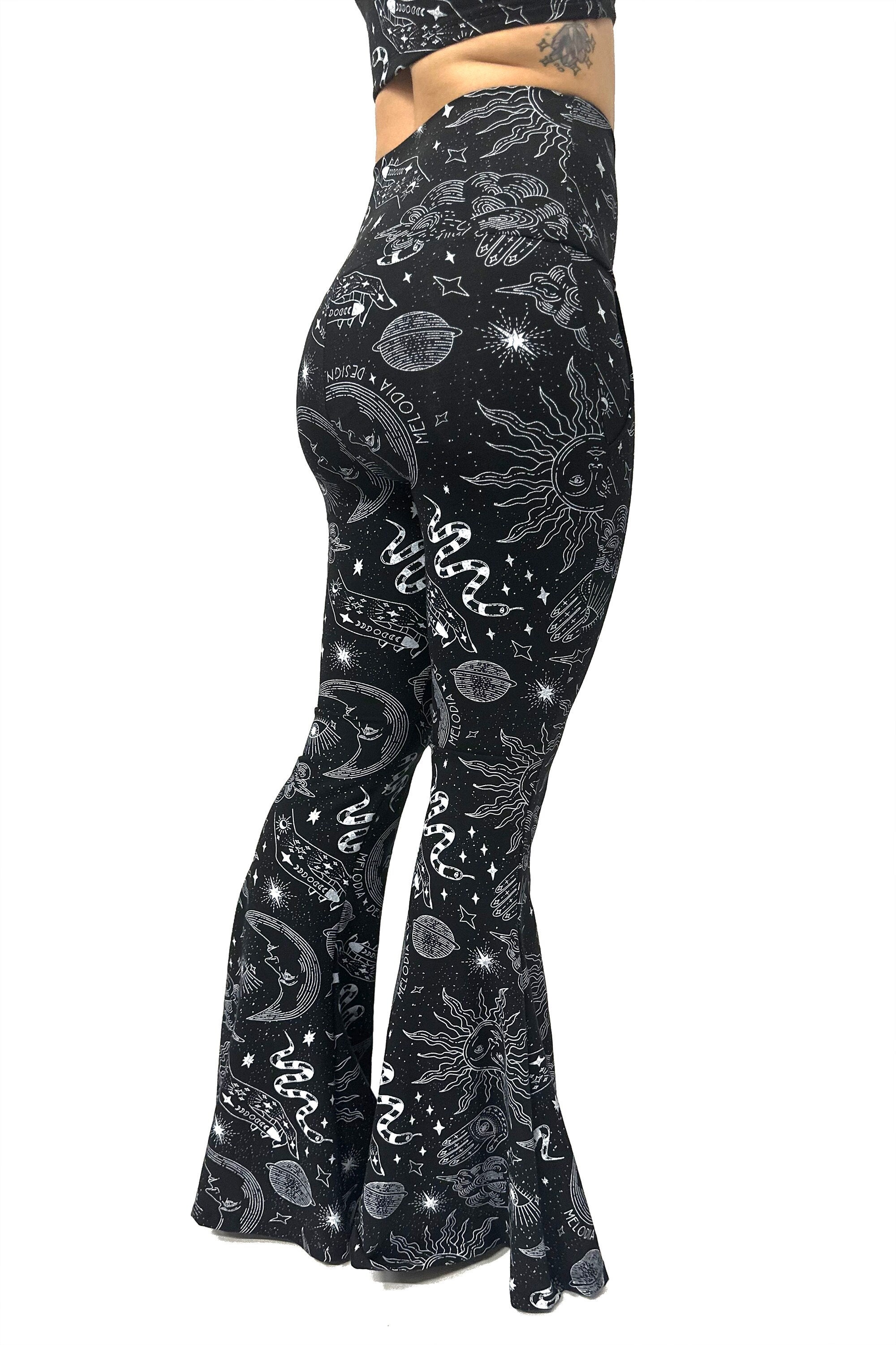 Black Bell Bottom Yoga Pants Pathed Pocket Back Fashion - Temu Canada