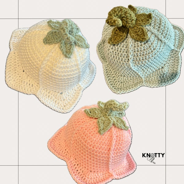 Sombrero tipo cubo de lirio de los valles tejido a crochet