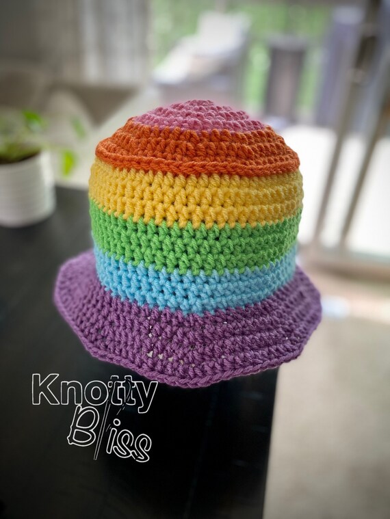 Rainbow Crochet Western Hat Flower Power Crochet Cowboy / Cowgirl Festival Hat - Made by  main image 3
