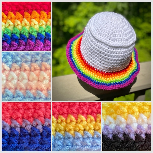 Crochet Pride Brim Bucket Hat