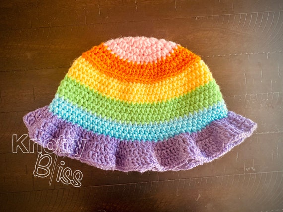 Crochet Rainbow Bucket Hat - Etsy display picture 2