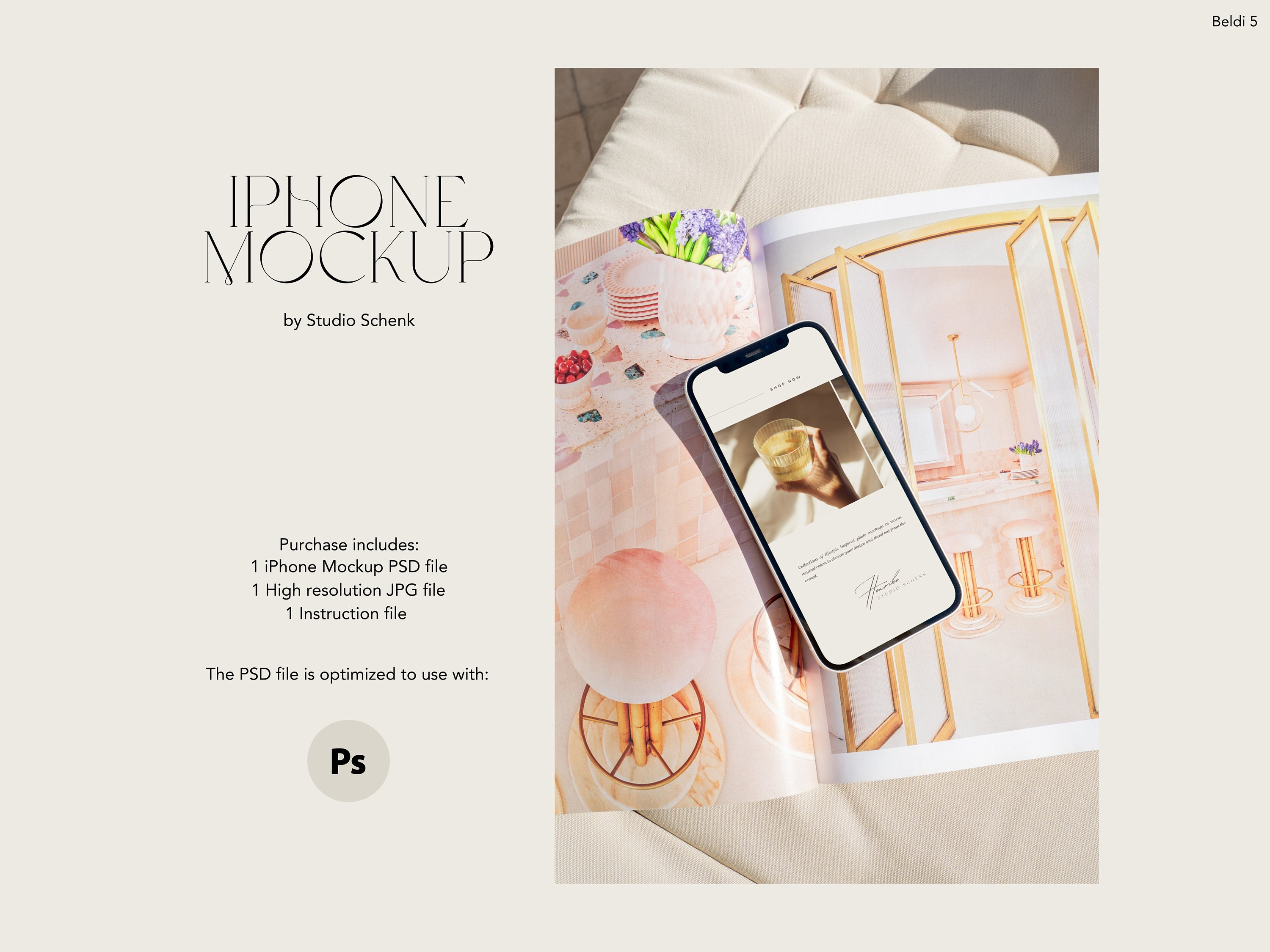 Digital Product Mockup | iPhone Mockup for Web Designers and Designers | Phone Device Mockup | Etsy Listing Mockup | Website Design