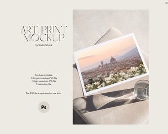 Art Print Mockup | A4 Poster Mockup for Designers, Artists and Photographers | Horizontal Art Mockup in Neutral Colors | Art Print Mockups