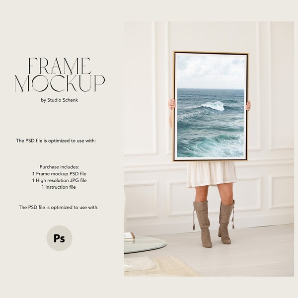 Frame Mockup | Frame Mockup for Designers, Artists and Photographers | Realistic Art Print Frame Mockup | Wooden Frame Mockup