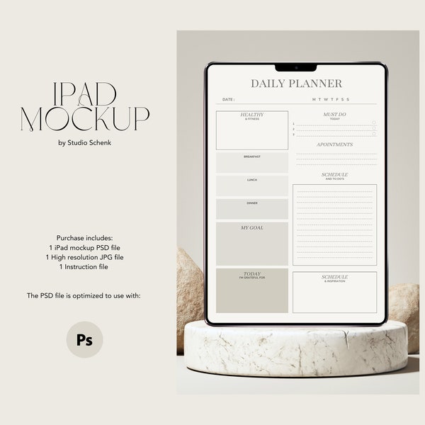 iPad Mockup | iPad Mockup for Webdesigners, Artists and Photographers | Digital Planner Mockup | Warm Neutral Colors