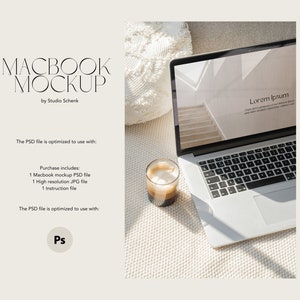 Digital produktmockup | Macbook-mockup för webbdesigners och kreatörer | Estetisk laptopmockup | Etsy-listmockup | Hemsidemockup