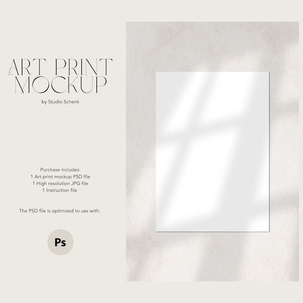 Art Print Mockup | A4 Poster Mockup for Designers, Artists and Photographers | Realistic Art Mockup in Neutral Colors | Art Print Mockups