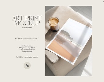 Art Print Mockup | A4 Poster Mockup for Designers, Artists and Photographers | Realistic Art Mockup in Neutral Colors | Art Print Mockups