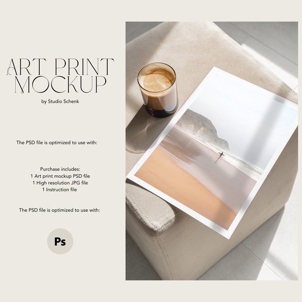 Art Print Mockup | A4 Poster Mockup for Designers, Artists and Photographers | Realistic Art Mockup in Neutral Colors | Art Print Mockups