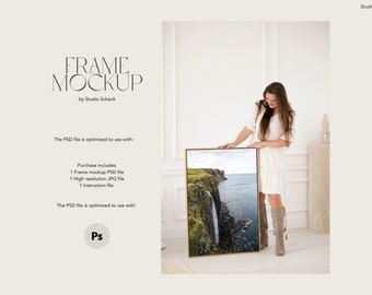 Canvas Mockup for Photographers, Artists and Designers | Wooden Frame Mockup in Neutral Colors | Frame Mockup | Realistic Art Mockup