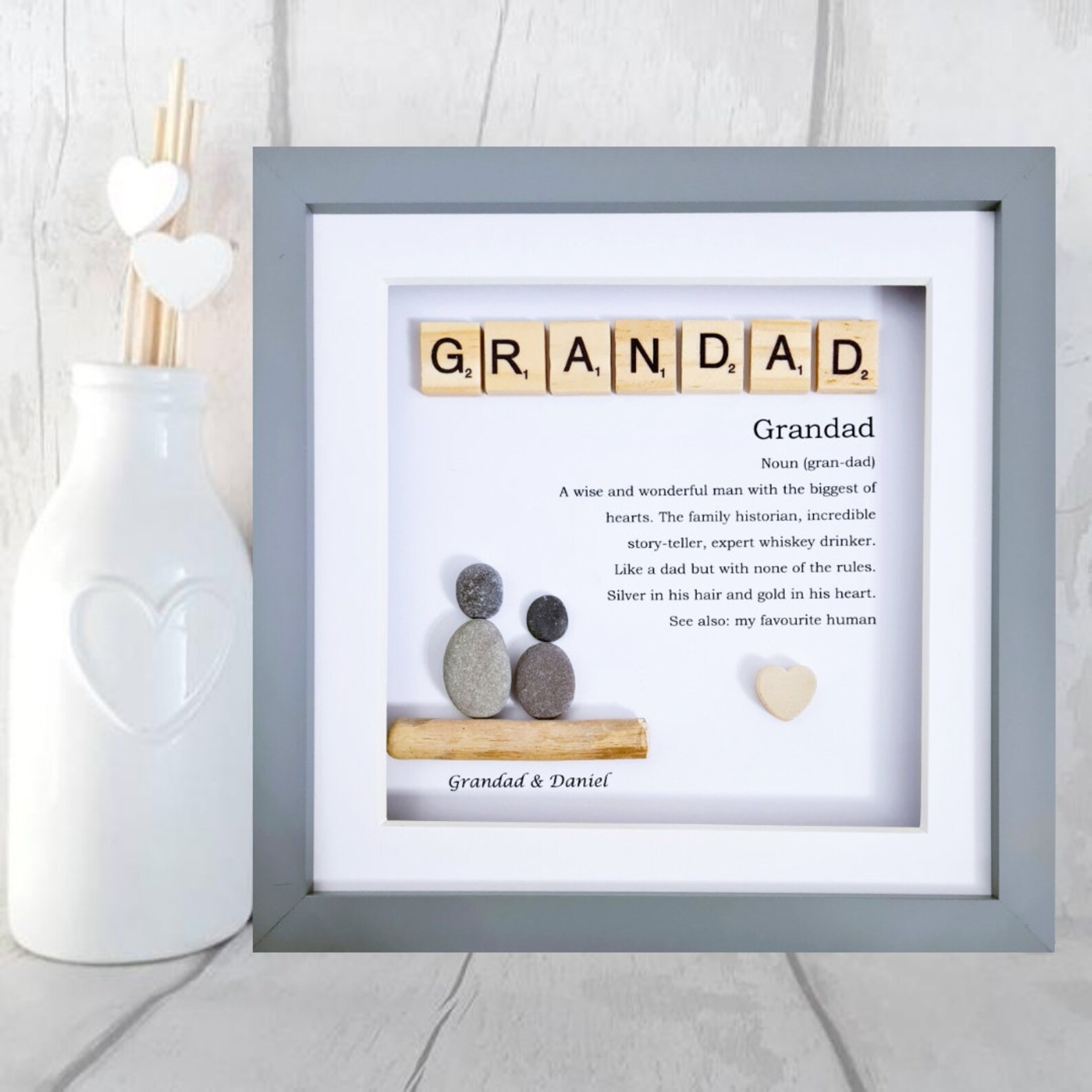 Grandad Gift Pebble Art Fathers Day Personalised Grandad