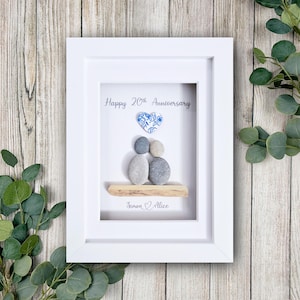 Personalised 20th Wedding Anniversary Gift, China Wedding Anniversary Gift, 20th Wedding Anniversary Pebble Art, 20 Years Together, Twenty