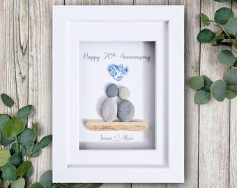Personalised 20th Wedding Anniversary Gift, China Wedding Anniversary Gift, 20th Wedding Anniversary Pebble Art, 20 Years Together, Twenty