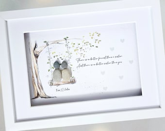 Sister Pebble Art, Personalised Gift for Sister, Birthday Present for Sister, Sister Frame, Big Sister, Little Sister, Sisters Tree Swing