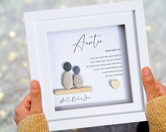 Aunt Meaning, Pebble Art Auntie, Auntie Gift, Birthday Gift for Auntie, Personalised Gift Auntie, Auntie, Auntie Niece, Framed Gift Aunt