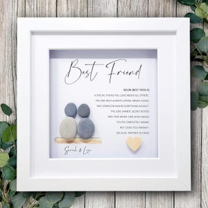Personalised Best Friend Pebble Art – Custom Friendship Gift – Bestie Birthday Present – Thoughtful Gift for Friend – Unique Frame BF