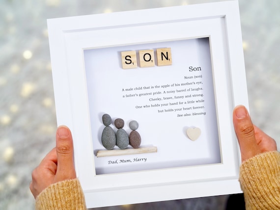Son Quote, Pebble Art Son, Son Gift, Birthday Gift for Son, Personalised Gift Son, Special Son, Mother Son, Father Son, Family, Framed Gift