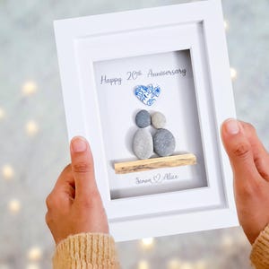 Cadeau personnalisé 20e anniversaire de mariage, cadeau d'anniversaire de mariage Chine, 20e anniversaire de mariage galets art, 20 ans ensemble, 20 ans