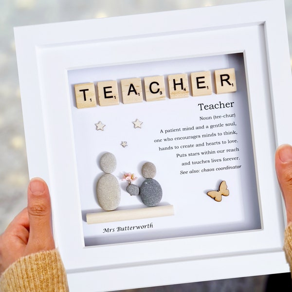 Teacher Pebble Art, Teacher Gift, Personalised Gift for Teacher, Gift from Student, Thank you Gift for Teacher, Handmade Gift, Best Teacher