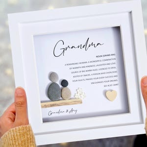 Personalised Grandma Pebble Art Gift – Custom Grandparent Frame with Grandma & Grandchild – Birthday Present for Nan, Nanny, Nana, Granny