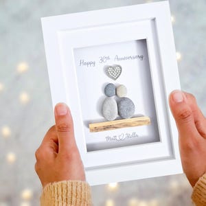 Personalised 30th Wedding Anniversary Gift, Pearl Wedding Anniversary Gift, 30th Wedding Anniversary Pebble Art, 30 Years Together, Thirty