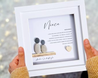 Personalised Niece Pebble Art Frame – Gift from Auntie or Uncle – Meaningful Niece Quote – Custom Birthday Present – Handmade Keepsake Niece