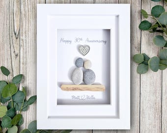 Personalised 30th Wedding Anniversary Gift, Pearl Wedding Anniversary Gift, 30th Wedding Anniversary Pebble Art, 30 Years Together, Thirty