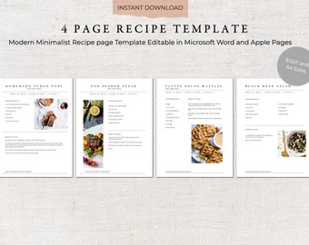 Printable Recipe Template | Recipe Book Template | Recipe Template | Family Cookbook Template | Printable Recipe Kit | Recipe Binder 0007