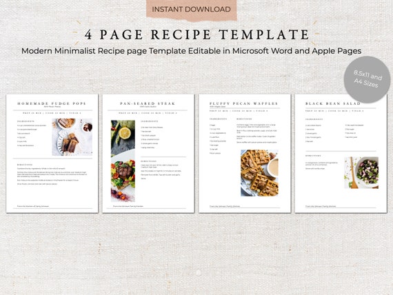 Printable Recipe Template Recipe Book Template Recipe | Etsy