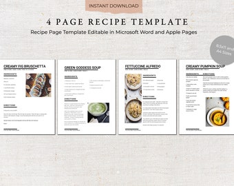 Printable Recipe Template | Recipe Book Template | Recipe Template | Family Cookbook Template | Printable Recipe Kit | Recipe Binder 0011