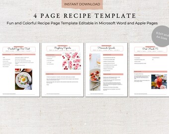 Printable Recipe Template | Recipe Book Template | Recipe Template | Family Cookbook Template | Printable Recipe Kit | Recipe Binder 0012