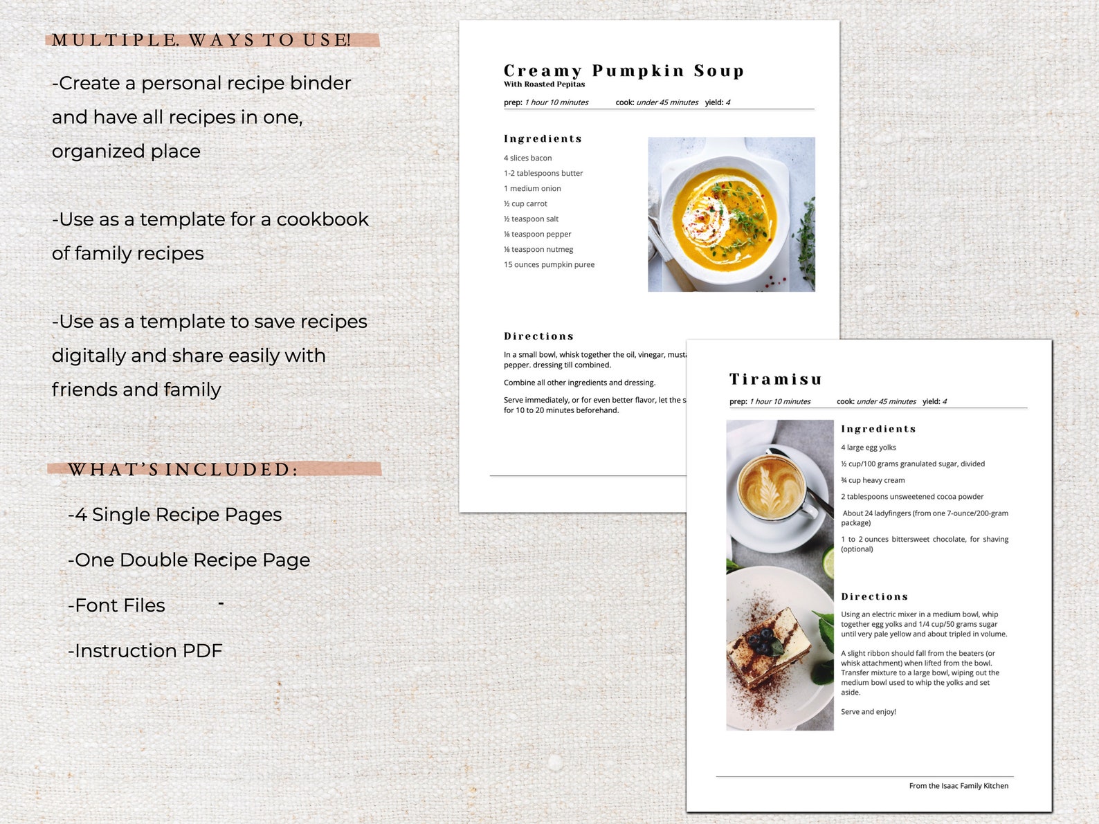 Printable Recipe Template Recipe Book Template Recipe - Etsy
