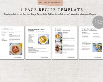 Printable Recipe Template | Recipe Book Template | Recipe Template | Family Cookbook Template | Printable Recipe Kit | Recipe Binder 0009