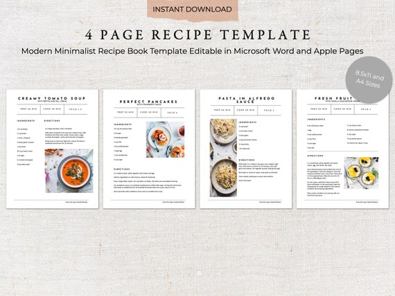 Printable Recipe Template Recipe Book Template Recipe - Etsy