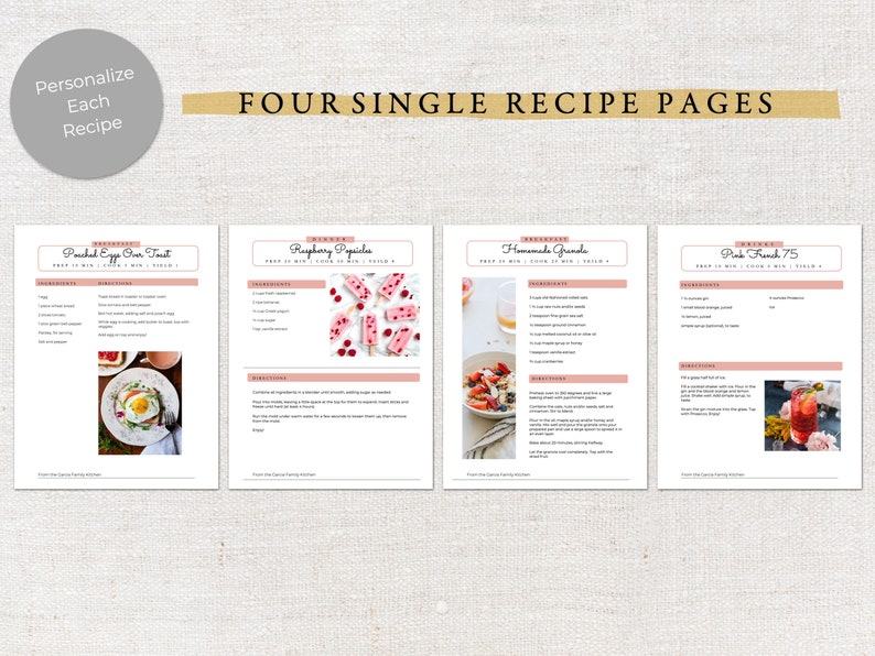 Printable Recipe Binder Cookbook Template 0006 Modern Minimal Printable