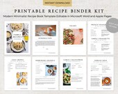 Printable Recipe Binder | Editable Cookbook Template | 0001 | Modern Minimal | Family Cookbook Template | Editable Printable Cookbook
