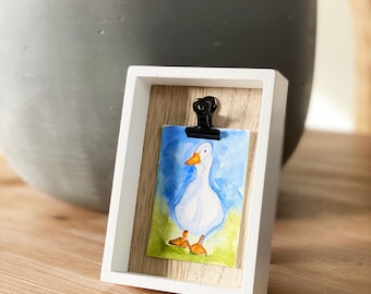 Gift Mini Original painting What a duck? wall art Little sparkly duck Gift Mini Original painting What a duck? wall art Little sparkly duck