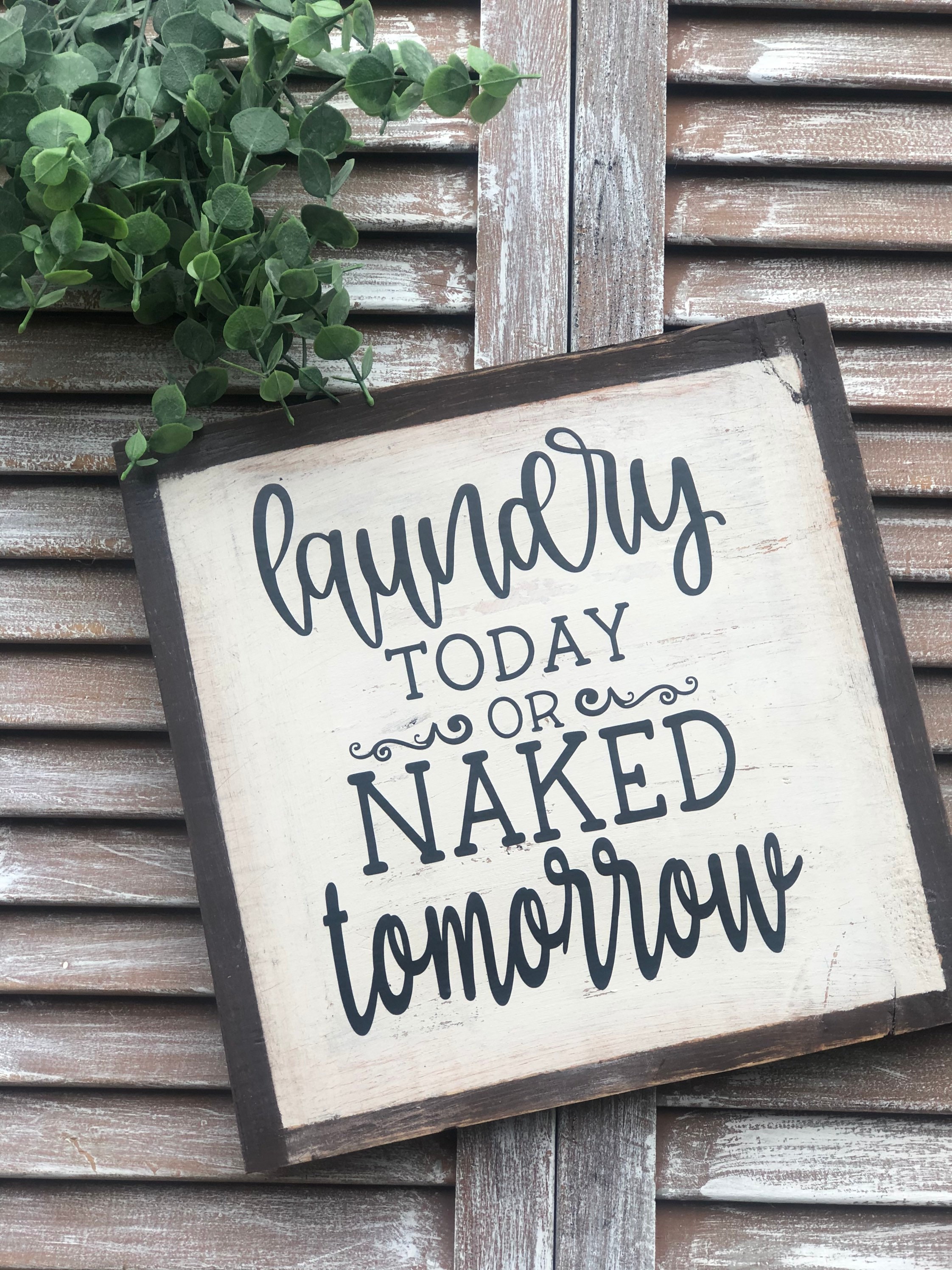 Holzschild aus Holz Wäsche heute nackt morgen Witzig | Etsy