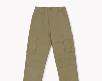 Herren Streetwear Vintage Cargohose Khaki