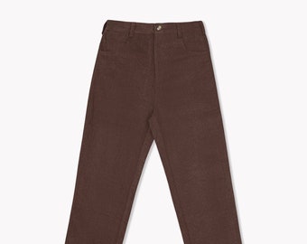 Mens Wide Leg Corduroy Pants Chocolate Brown