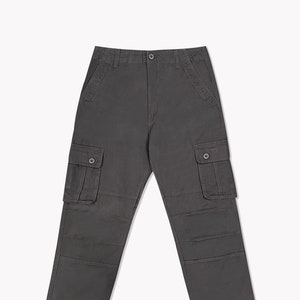 Pantalones Cargo con bolsillos Hombre pantalón Largo LISO Cintura elástica  rectos sueltos USO diario y vacaciones
