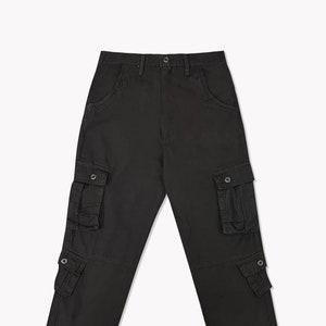 Mens Streetwear 8 Pocket Cargo Pants Black